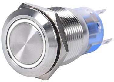 Druckschalter 24V-Für Lichtschalter 12V-Druckschalter 12V Led Ein/Aus Latch Taste Schalter 19Mm 12V Schalter Selbstsichernde Wasserdichte Metall Knopfschalter Led Lichtschalter Silber Shell(Weiß)