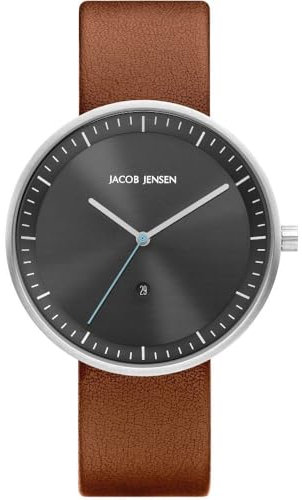 Jacob Jensen Herren Analog Quarz Uhr mit Leder Armband JJ275