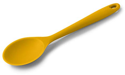 Zeal Silicone Non-Stick Kitchen Cooking Spoon, Heat-Resistant Perfect for Stirring, Serving, Scooping, Baking and Mixing, 28cm, Mustard.