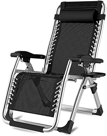 Oversized Garden Reclining for Heavy Duty People, Patio Deck Chairs Portable Sun Lounger Zero Gravity Chair, Support 440lbs (Color : No mat)