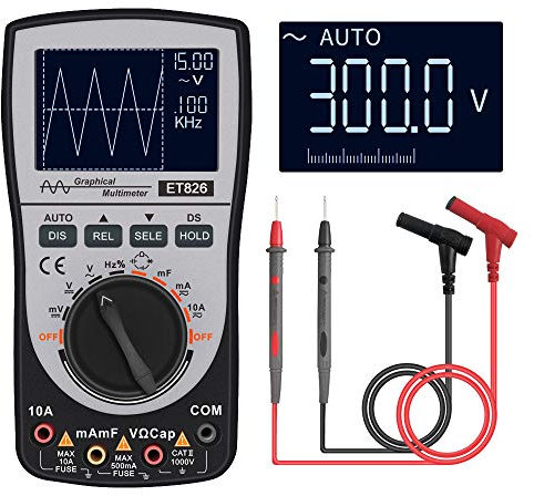 VISLONE Digitales Oszilloskop Multimeter 2 in 1, Digital Oszilloskop Kit, ET828 Hochauflösendes Spannungsprüfer Intelligentes Grafisches 1 MHz Bandbreite 2,5 Msps Abtastrate (Reguläre Version)