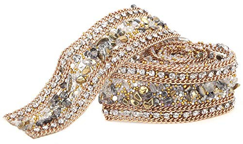 Strass-Band, 2,5 cm, Kristall, Strass, Band, Nähen, Wrap, Rolle, Handwerk, Kristall, Bling Besatz, Applikation, Kleidung, Kleid, Zubehör für Hochzeitskleid, Hüte (#01 doppelte Goldkette)