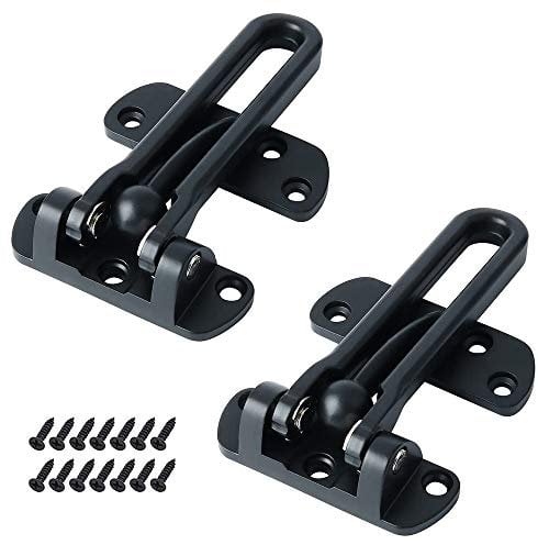 2 Pieces Home Security Door Lock, Security Door Guard Safety Lock, Burglar-Proof Padlock Door Clasp, Solid Zinc Alloy Thicken Safety Lock for Home, Apartment, Hotel, Motel, Dormitory (Black)