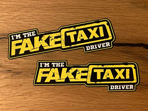 MG407 / 2X Fake Taxi Aufkleber 13x4cm Driver Auto Tuning Porn Fun Sticker Arride Low How Deep Scene Oldtimer Truck