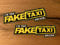 MG407 / 2X Fake Taxi Aufkleber 13x4cm Driver Auto Tuning Porn Fun Sticker Arride Low How Deep Scene Oldtimer Truck