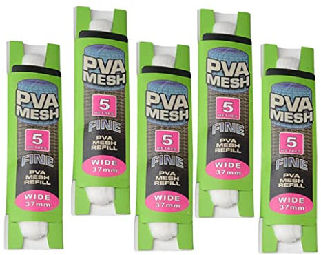 Milageto 5 Stück 5 M PVA Mesh Angeln Refill 37 mm breit PVA Mesh Karpfen Zubehör, Lösliche Angelköder Mesh Zubehör, PVA Tasche Angeln PVA Tasche für Boilie Köder Lebensmittel
