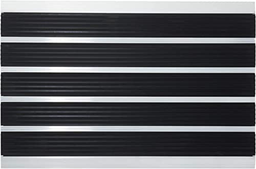 Floordirekt Fußmatte Double Mat | Leistungsstarke Gummilamellen | Schmutzfangmatte für Innen- und Außenbereich | Rostfreies Aluminium-Profil (46 x 80 cm)