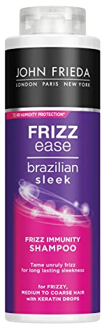 John Frieda Frizz Ease Brazilian Sleek Frizz Immunity Smoothing Shampoo, 500 ml, feuchtigkeitsspendendes Shampoo für krauses, grobes Haar