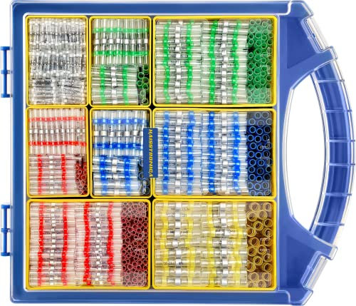 haisstronica 1000 Stück Lötverbinder, Schrumpf-Stoßverbinder in Marinequalität, AWG 26–10 (5 Farben/5 Größen), mit herausnehmbaren Aufbewahrungsbehältern