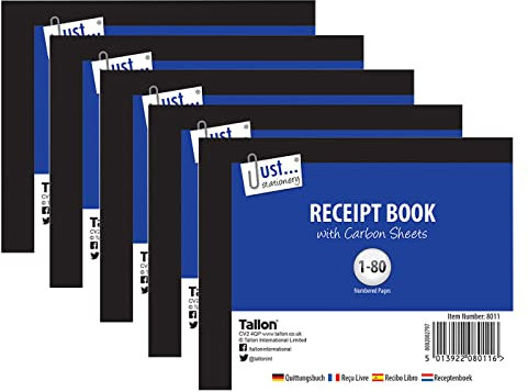 JMS we create smile [Set of 6] Professional Half Size Receipt Books 80 Page Invoice Pads with Carbon Sheet (Half Size Receipt Book)