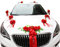 iSpchen Hochzeitsdeko Auto Schmuck Hochzeit Braut Deko Autoschleifen Set Autoschmuck künstliche Rose Blume Hochzeit Deko Party Wedding Dekoration,rot
