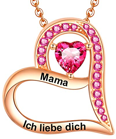LOVORDS Damen Halskette Rose Gravur Mama Ich liebe dich 925 Sterling Silber Herz Kette Anhänger Liebesgeschenke für Mutter