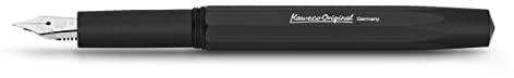 Kaweco ORIGINAL Füllhalter 060 Black Chrome I Exklusiver Aluminium Füllfederhalter für Tintenpatronen inklusive elegantem Blechetui I Luxus Füller 12,7 cm in Schwarz I Federbreite: EF (Extra Fein)