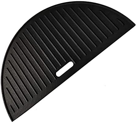GriHero Half Moon Cast Iron Reversible Grill Griddle Accessory for Kamado Joe, Large Big Green Egg and Other Kamado Grill, 18-in Half Moon Cooking Grate