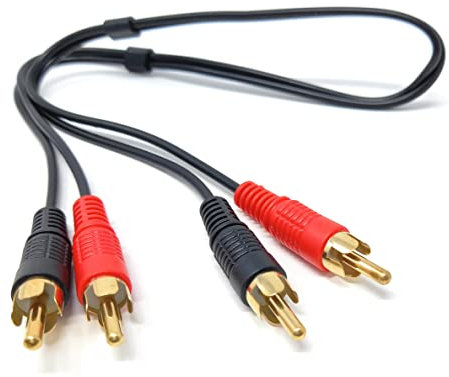 DRUT 50cm short RCA to RCA Phono Twin Jack to Jack Stereo Audio Cable Lead Cord Compatible With CD/DVD/Amplifier/Hifi/DJ Mixer/Turntable 1.6ft Black Gold Connectors