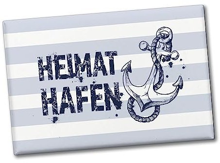 Heimathafen Anker Souvenir Souvenir Magnet in weiß als Dekoration für Urlaubstimmung am Meer Ostsee Nordsee im Sommer für Familien die gerne ans Meer Fahren