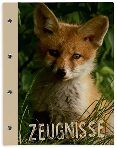 itenga Zeugnismappe mit Buchschrauben erweiterbar für Kinder Jugendliche Erwachsene Mädchen Jungen Schüler (Fuchs)