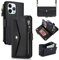 Zouzt for iPhone 15 Pro Wallet Case for Women, Purse with Credit Card Holder Slots Crossbody Lanyard Strap Zipper Flip Book Shockproof Protective Phone Cover for Apple 15 Pro 6.1 Inch (Black)
