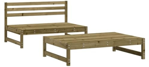 vidaXL Garten Lounge Set 2-TLG., Gartenmöbel Set mit Holzrahmen, Sitzgruppe für Garten Terrasse Balkon, Modular Sofa Garnitur Loungemöbel, Kiefernholz Imprägniert