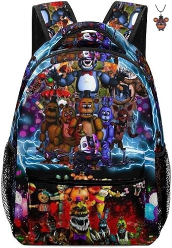 AII Lover Anime Five Nights Backpack with Keychain,16in Cartoon 3D Print Bookbag Teen Laptop Backpack. (B)