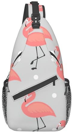 FWJZDSP Flamingo Umhängetasche, Umhängetasche, niedliche Brusttasche, verstellbare Schulterrucksäcke, Reisen, Wandern, Tagesrucksack für Männer und Frauen