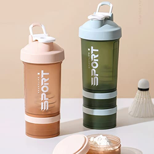 GraSky Bouteille shaker protéinée rose avec poignée et compartiment de rangement – Boule de mélange en acier inoxydable sans BPA – Idéal pour les entraînements
