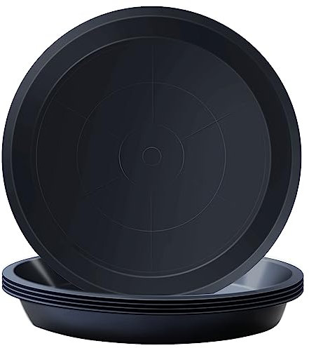 Kunjocy Pack of 5 Black Plant Pot Saucers, 41 CM Round Plant Pots Trays Garden Plant Saucer Plant Plastic Plate Pot Tray for Garden Indoor Outdoor Fit Plant Pot up to 38 CM (Black, Outer 41 CM)