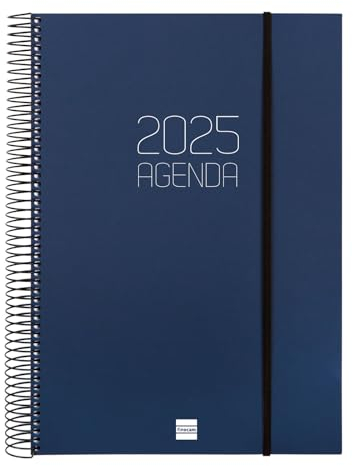 Finocam - Kalender 2025, Spiralbindung, blickdicht, 1 Tag pro Seite, Januar 2025 - Dezember 2025, 12 Monate, Blau, Katalanisch