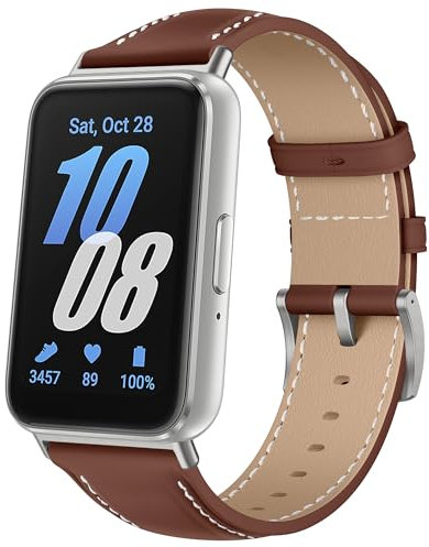 KoGiio Cuir Bracelet Compatible avec Samsung Galaxy Fit 3, Hommes et Femmes de Cuir Bracelet de Remplacement Compatible avec Samsung Galaxy Fit 3 - Brun