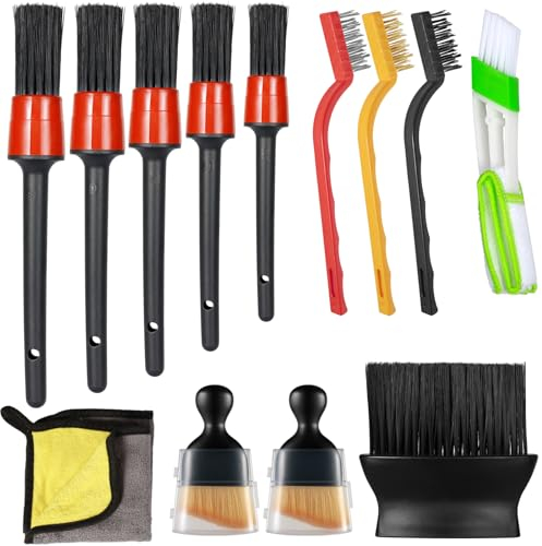 Sinofort Cepillo Limpieza Coche,13 Piezas Brocha para Limpiar Coche,Automviles Interior Brocha Limpieza,para Limpieza del Interior & Exterior, y Llantas de Autos