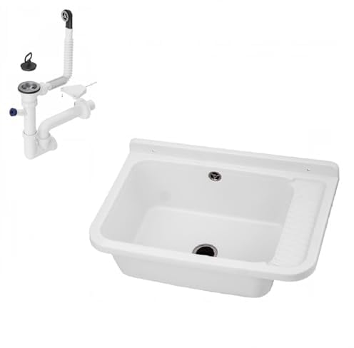 Fregadero de vertido, lavabo, lavabo exterior, jardín, garaje, sótano, fregadero, lavadero, taller, lavabo grande (blanco)