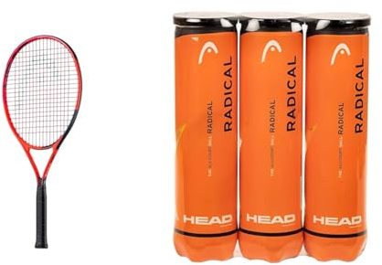 HEAD Unisex Jugend Radical 26 Tennis Racket, Rot, 9-11 Jahre & Radical Tennisball (3 x 4 Stück) Amazon Exclusive