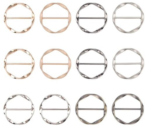 12 Stück Metall T Shirt Clip,Schal Ring Clip,Broschen für Kleidung,Runder Schnalle Gürtelschnalle für Damen,Shawl Buckle für Frauen,Shirt Krawatten Clips Ring Wrap Halter Schnalle