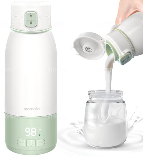 Chauffe-lait portable pour voyage, capacité de 500 ml, chauffage rapide de 3 minutes et longue durée de vie de la batterie, chauffe-biberon pour lait maternel et eau en déplacement, mode
