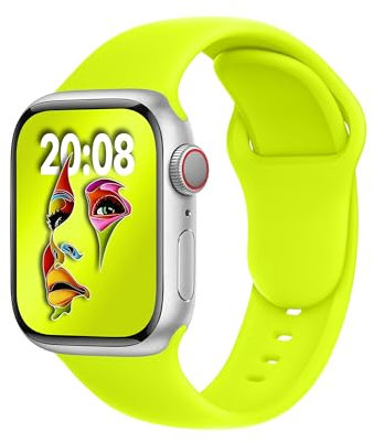 ELETTRONEO SBC1 Straps for Apple Watch Band Silicone series Ultra 3 2 49mm, Series 11 10 46mm, 9 8 7 45mm 41mm, SE 6 5 4 44mm 40mm, 3 2 1 42mm 38mm Men Women iWatch, Fluorescent Yellow