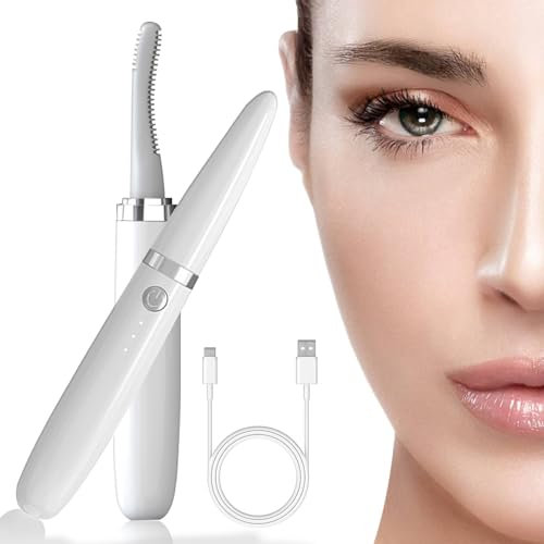 Hengrongshen Wimpernzange Beheizbar, Wiederaufladbare USB-C Elektrische Wimpernzange Silikon Beheizbare Wimpernzange Wimpern Curler Elektrisch Wimpern Heizstab mit 3 Temperaturmodi für alle Wimpern