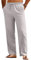 COOFANDY Herren Leinenhose Lange Sommerhose Leicht Schlupfhose Männer Leinen Hose mit Gummibund Strand Herrenhosen Loose Fit Freizeithose Dünne Stoffhose Hellgrau XL