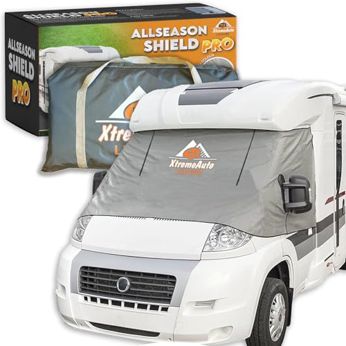 Xtremeauto External Zip Turn Down Silver Thermal Screen Cover for Fiat Ducato, for Peugeot Boxer, for Citroen Relay X250/290 (2006-2025) - Campervan Motorhome Cab Insulation Blind Windscreen Cover