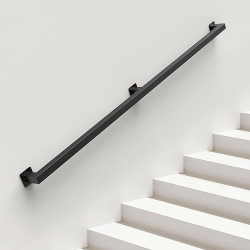 ONLT 210cm Apoyabrazos de tubería/Pasamanos de Escalera de Hierro Forjado, Viento Industrial Pasillo Interior Interior Ático Muro Viejo Antideslizante Valla de pasamanos