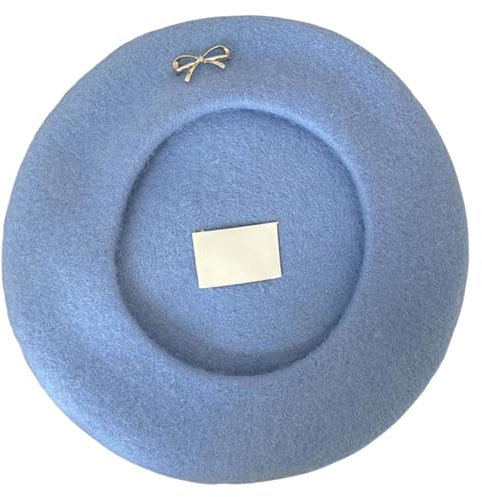 Zktfyshk Modische Baskenmütze, modische Baskenmütze, Schleife, Bowler-Hut für Damen, Mädchen, französische Baskenmütze, Cocktail-Party, elegant, Winter, Herbst, rund, blau, XS-XXL