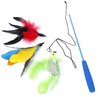 BESPORTBLE Interaktives Spielzeug Für Katzen Mit Federfänger Für Haustierkatzen Katzenspielzeug Mit Naturfedern Aktivierung Natürlicher Instinkte