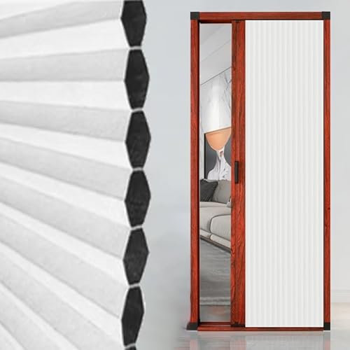 Porta a fisarmonica interna personalizzabile con telaio in alluminio e tessuto cellulare, soluzione doccia retrattile per camper, kit hardware per porta pieghevole salvaspazio