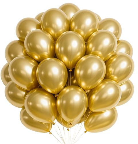 Goldene Luftballons, 100 Stück, 25,4 cm, metallisch, goldfarben, dicker Latex-Ballon für Hochzeit, Verlobung, Babyparty, Brautgeburtstag, Jahrestag, Party-Dekorationen