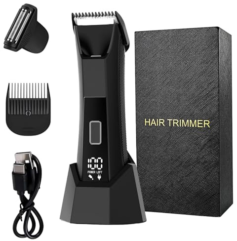 gesundpur Wasserdichter Männertrimmer mit Dual-Klingen Herren Körper- und Intimhaarschneider | Hautfreundlicher Elektrorasierer mit LED-Anzeige, Präzisionsklinge & Verstellbarem Kamm