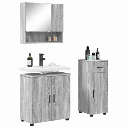 vidaXL Bathroom Furniture Set 3 pcs Grey sonoma 61 x 35 x 64 cm,