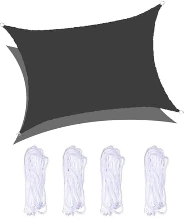 Sonnensegel, wasserdicht, rechteckig, 4 x 5 m, PES-Polyester, sonnen- und windbeständig, 95 % UV-Schutz für Balkon und Terrasse, ideal für Garten, Schattenlösung