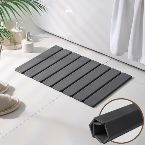 Eralove Alfombra de Baño de Diatomita Plegable 60x39cm | Antideslizante, Súper Absorbente, Secado Rápido, Para Baño, Cocina y Hogar