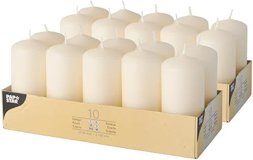 10 Stumpenkerzen Ø 40 mm 90 mm creme Blockkerzen Kerzen (2 Packungen Elfenbein)