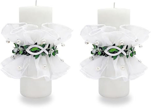 Tropfschutz Kommunionkerze,Kerzen Tropfschutz Kommunion,Tropfschutz Taufkerze,Taufkerzen Buchskranz Tropfenfänger,Tropfschutz Taufkerzen Weiß, für Kerze Kommunion Taufe Hochzeit