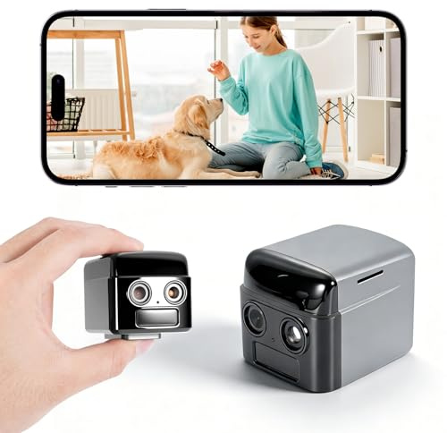 Mini Caméra, 2K HD Caméra Surveillance WiFi Interieur/Extérieur avec Vision Nocturne, Mini Camera Espion Sans Fil - 130° Grand Angle & Détection Intelligente de Mouvement AI, 21 Jours de Batterie